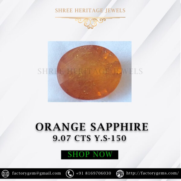 9.07 Carat Natural Orange Sapphire Stone