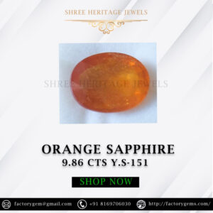 9.86 Carat Natural Orange Sapphire Stone