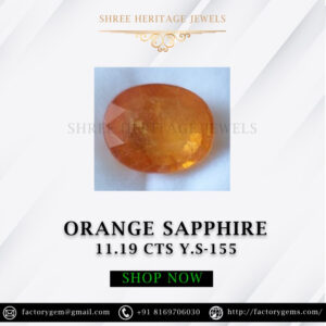 11.19 Carat Natural Orange Sapphire Stone
