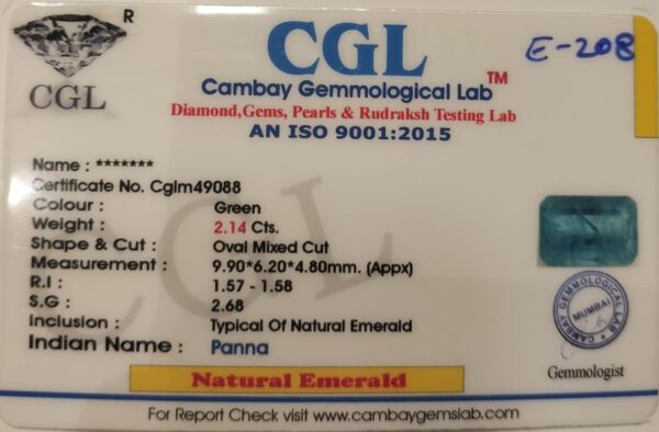 2.14 Carat Natural Emerald Stone - Image 2