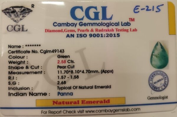 2.58 Carat Natural Emerald Stone - Image 2