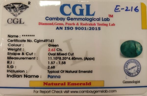 2.63 Carat Natural Emerald Stone - Image 2