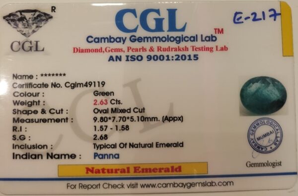 2.63 Carat Natural Emerald Stone - Image 2