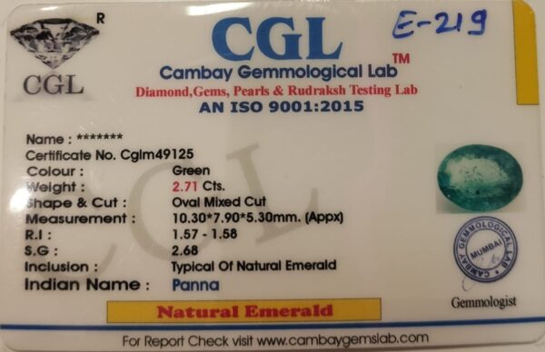 2.71 Carat Natural Emerald Stone - Image 2