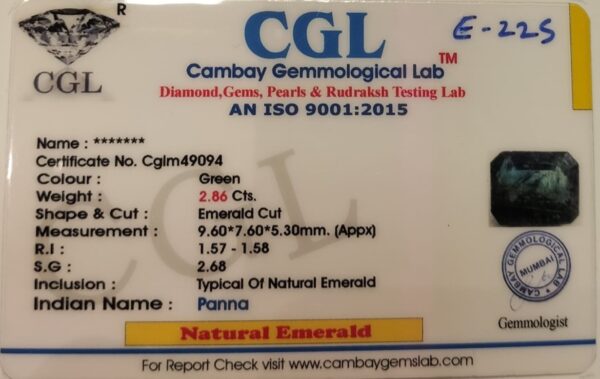 2.86 Carat Natural Emerald Stone - Image 2
