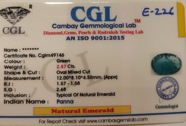 2.87 Carat Natural Emerald Stone - Image 2
