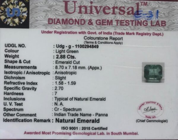 2.88 Carat Natural Emerald Stone - Image 2