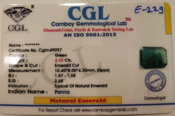 2.93 Carat Natural Emerald Stone - Image 2