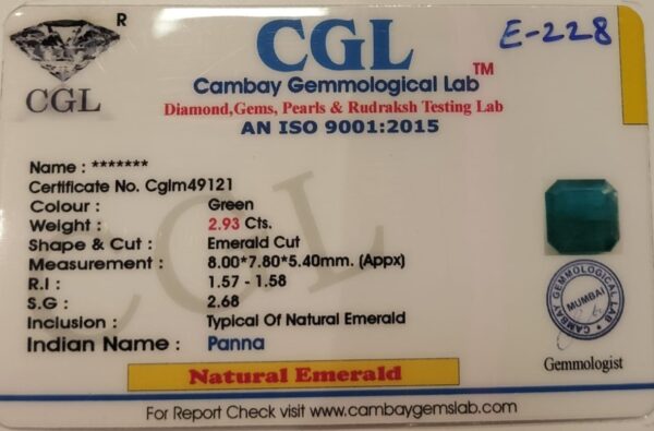 2.93 Carat Natural Emerald Stone - Image 2