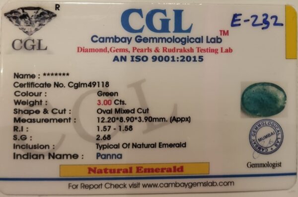 3.00 Carat Natural Emerald Stone - Image 2