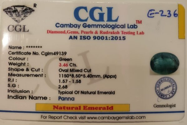 3.46 Carat Natural Emerald Stone - Image 2