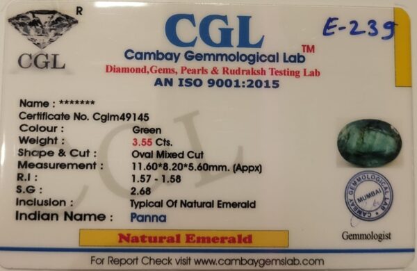 3.55 Carat Natural Emerald Stone - Image 2