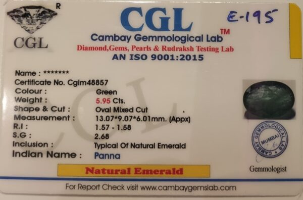 5.95 Carat Natural Emerald Stone - Image 2