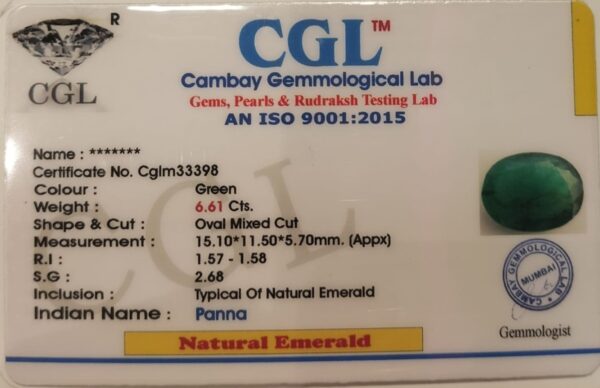 6.61 Carat Natural Emerald Stone - Image 2