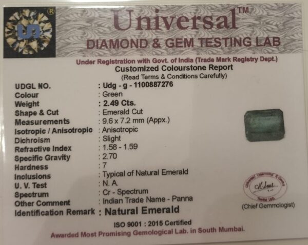 2.49 Carat Natural Emerald Stone - Image 2