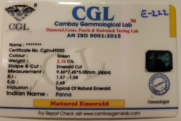 2.76 Carat Natural Emerald Stone - Image 2