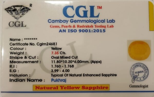 7.35 Carat Natural Yellow Sapphire Stone - Image 2