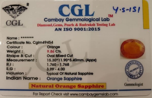 9.86 Carat Natural Orange Sapphire Stone - Image 2