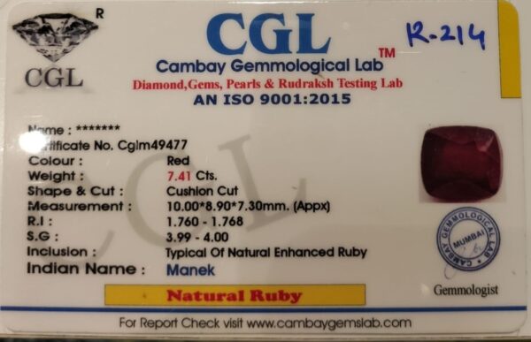 7.41 Carat Natural Ruby Stone - Image 2