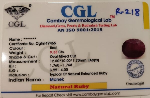 9.33 Carat Natural Ruby Stone - Image 2
