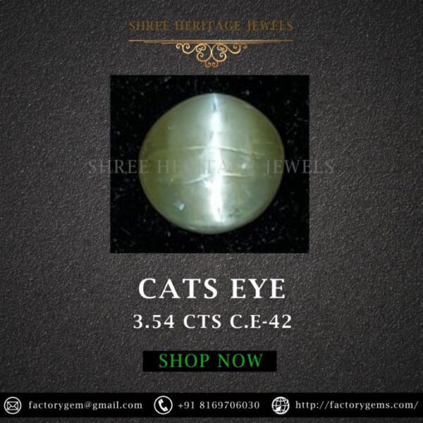 3.54 Carat Natural Chrysoberyl Cats Eye Stone