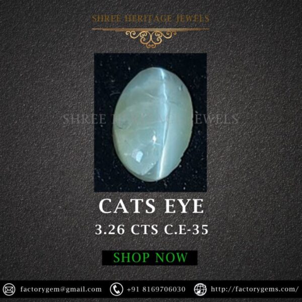 3.26 Carat Natural Chrysoberyl Cats Eye Stone