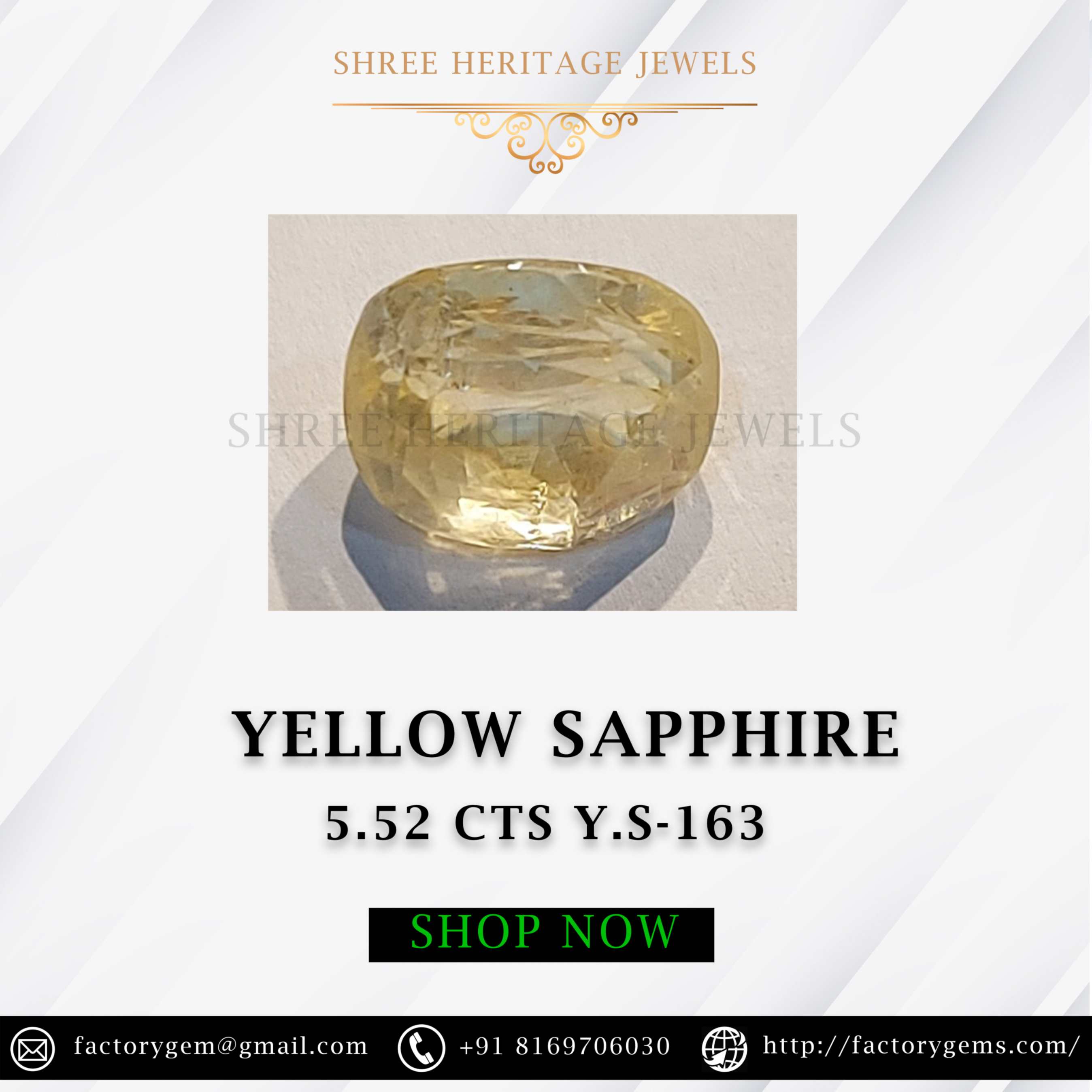 5.52 Carat Natural Yellow Sapphire Stone