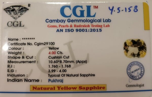 4.00 Carat Natural Yellow Sapphire Stone - Image 2