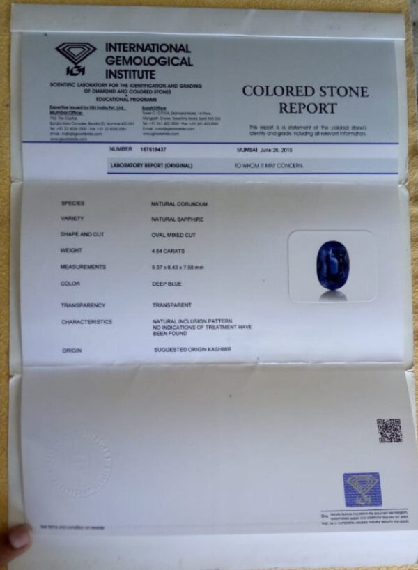 4.54 Carat Natural Blue Sapphire Stone - Image 2