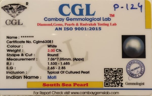 3.00 Carat Natural South Sea Pearl - Image 2