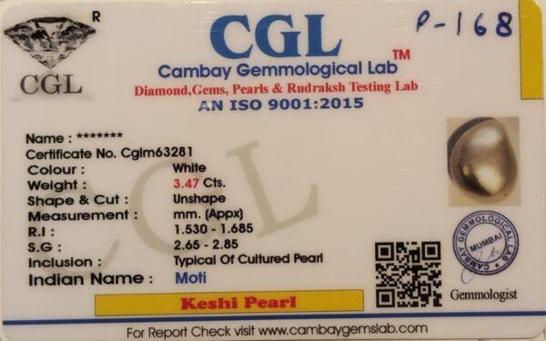 3.47 Carat Natural Keshi Pearl Stone - Image 2
