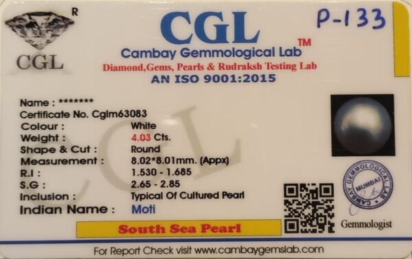 4.03 Carat Natural South Sea Pearl - Image 2
