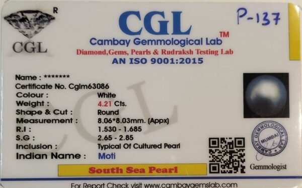 4.21 Carat Natural South Sea Pearl - Image 2