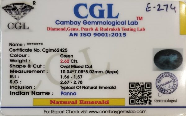 2.62 Carat Natural Emerald Stone - Image 2