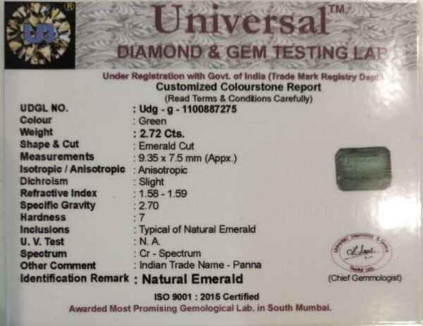 2.72 Carat Natural Emerald Stone - Image 2
