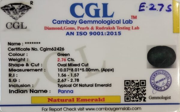 2.76 Carat Natural Emerald Stone - Image 2