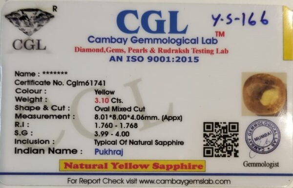 3.10 Carat Natural Yellow Sapphire Stone - Image 2