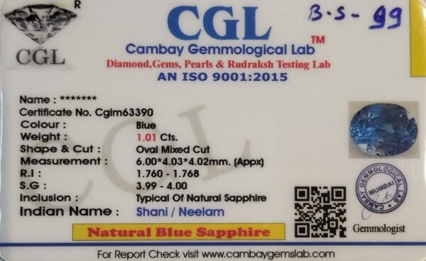1.01 Carat Natural Blue Sapphire Stone - Image 2