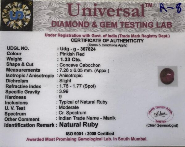 1.33 Carat Natural Ruby Stone - Image 2