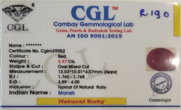 5.97 Carat Natural Ruby Stone - Image 2