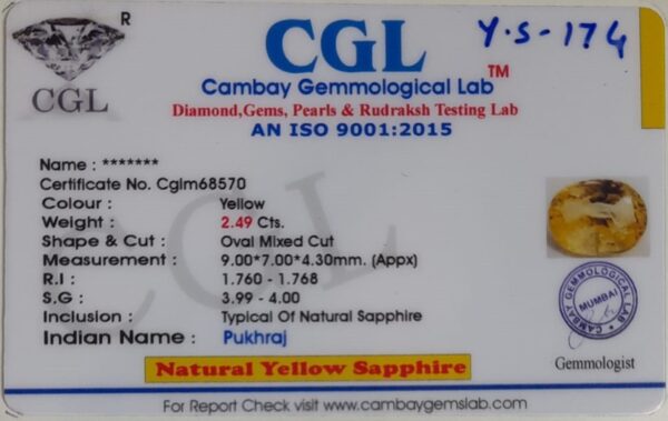 2.49 Carat Natural Yellow Sapphire - Image 2