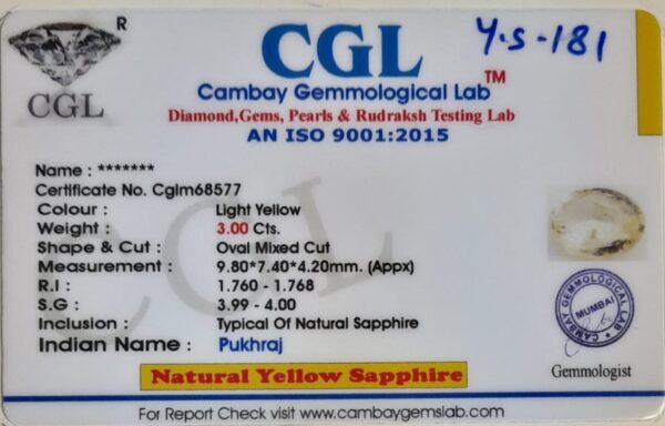 3.00 Carat Natural Yellow Sapphire - Image 2