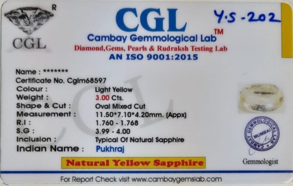 3.00 Carat Natural Yellow Sapphire - Image 2