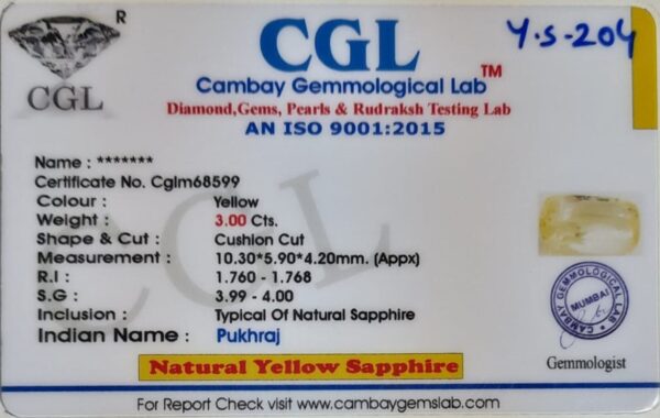 3.00 Carat Natural Yellow Sapphire - Image 2