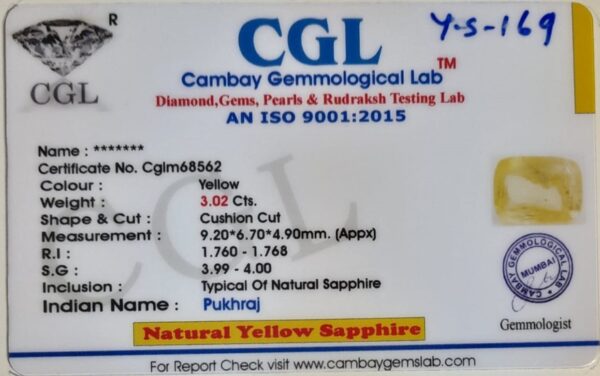 3.02 Carat Natural Yellow Sapphire - Image 2