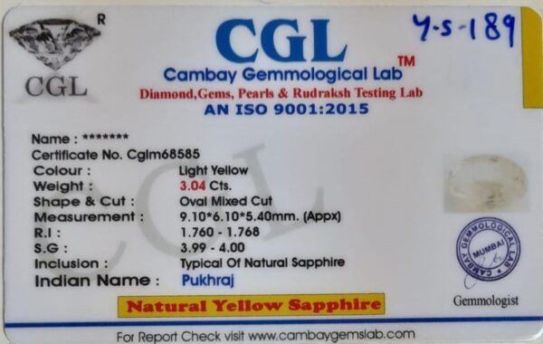 3.04 Carat Natural Yellow Sapphire - Image 2