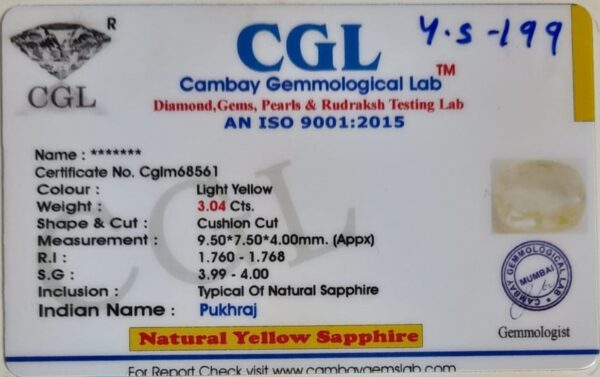 3.04 Carat Natural Yellow Sapphire - Image 2