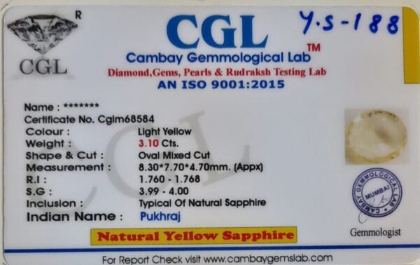 3.10 Carat Natural Yellow Sapphire - Image 2