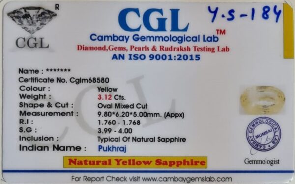 3.12 Carat Natural Yellow Sapphire - Image 2