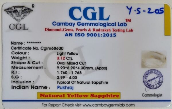 3.12 Carat Natural Yellow Sapphire - Image 2